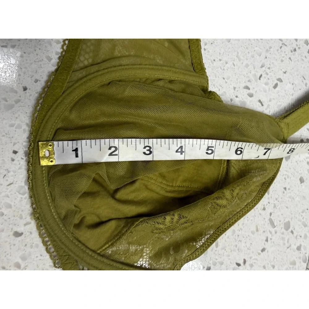 Simone Perele Olive Green Floral Lace Underwire Bra and Brief Lingerie Set READ!